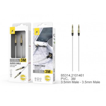 Cable Audio Plank M/M 3.5mm, conector metálico, 3 M