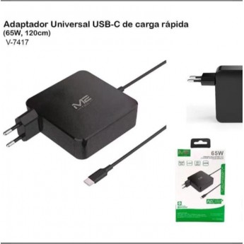 Adaptador universal Type-C de carga rápida, 65W, 120cm