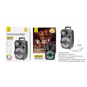 Altavoz TWS Bluetooth 5.0 Con luz LED, Soporta Entrada de Microfono/USB/TF/FM