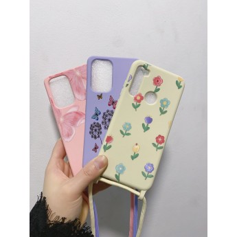 Funda goma con dibujo y colgante仿原彩图 iPhone 13 6.1"