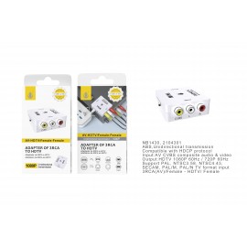 Adaptador de 3RCA a HDTV(Hembra-Hembra)1080p