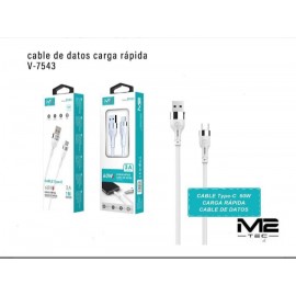 Cable Type-C 3A, 60W, carga rápida, 1M