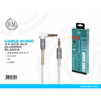 CABLE AUDIO ALUMINIO 3.5MM A 3.5MM 4PIN 1M