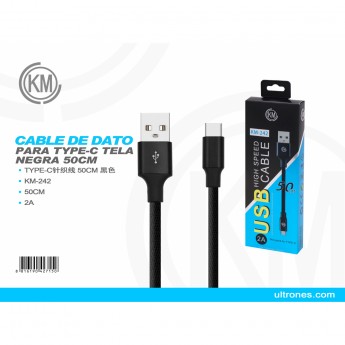 CABLE DE DATO PARA TYPE-C TELA NEGRA 50CM