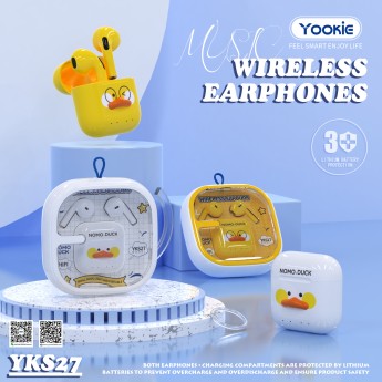 Auriculares yookie YKS27, TWS, BT 5.0, distancia 10M, llamada 3-4H, carga 1H