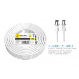 Cable de Video(Coaxial)Conector banado en niquel 9.5mm Macho a Hembra , doble blindaje, 10M