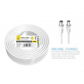 Cable de Video(Coaxial)Conector banado en niquel 9.5mm Macho a Hembra , doble blindaje, 15M