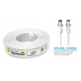 Cable de Video(Coaxial)Conector banado en niquel 9.5mm Macho a Hembra , doble blindaje, 25M