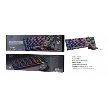 Conjunto Teclado 105 Keys(Espanol) y Raton Gaming 4D con cable 800/1200/1600/2400 DPI