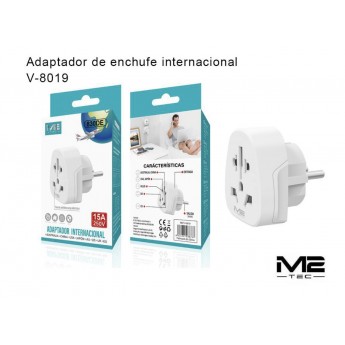 Adaptador de enchufe internacional, 15A, 250V