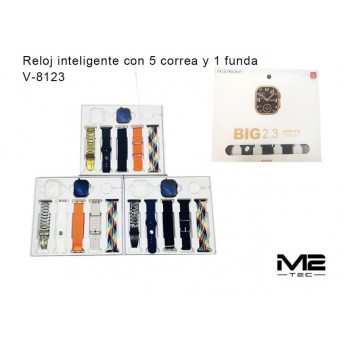 Reloj inteligente con 5 correas y 1 funda, BIG 2.3 i18 ultra