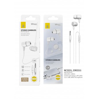 Auriculares con microfono S.Basic Gil, con boton multifunciones, cable 1.2M