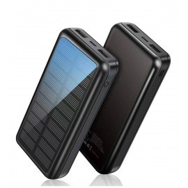 power bank solar 30000mAh para iOS y Android, Entrada de 2 USB+1 Type-C