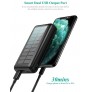 power bank solar 30000W para iOS y Android, Entrada de 2 USB+1 Type-C