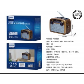 Radio portátil con BT 5.0 con antena y mando, DC5V, 1200mAh