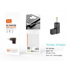 Adaptador DC 4.0*1.7mm a Type-C (20V/2.25A/45W Max) para ordenador Portatil HP/Lenova