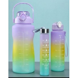 Botellas de agua deportiva gradiente con  pajita, 3 en 1