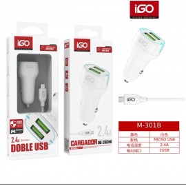 Cargador de coche 2.4A, 2USB, con cable Smartphone,10 uni/paq