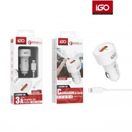 Cargador de coche QC3.0, con cable Lightning,10 uni/paq