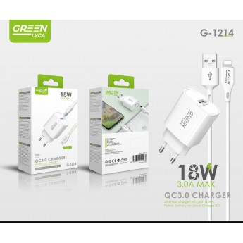 Cargador de movil QC 3.0, 18W Con cable Lightning