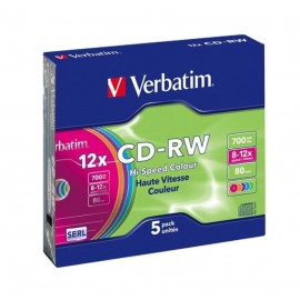 CD regrabables de Verbatim, CD+RW, 700MB, 80minutos, 4 uni/paq