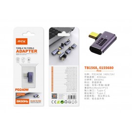 Adaptador Type-C(Macho)a Type-C (Hembra), Soporta transmision de datos/videos/carga 40 Gbps/8K/60Hz/240W, Soporta Apple, Morado