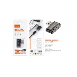 Adaptador USB 3.1 (Macho) a Type-C(Hembra), Soporta transmision de datos y carga 10 Gbps/120W