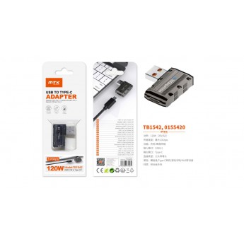 Adaptador USB 3.1 (Macho) a Type-C(Hembra), Soporta transmision de datos y carga 10 Gbps/120W