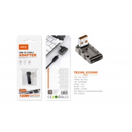 Adaptador USB 3.1 (Macho) a Type-C(Hembra), Soporta transmision de datos y carga 10 Gbps/120W