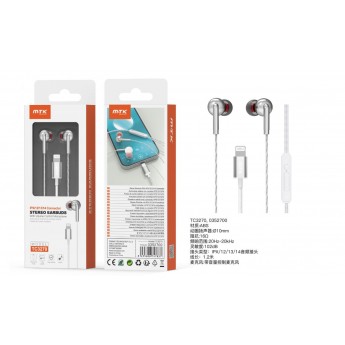 Auricular lightning Giulia con microfono y boton de llamada, Cable 1.2m, Plug and Play