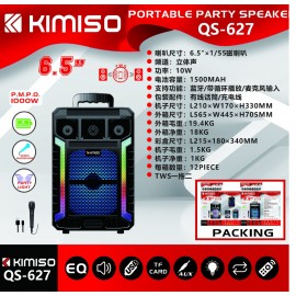 Altavoz Kimiso QS4609, 6.5'', 1000W, 1500mAh, con microfono, NO REGALA EL TRANSPORTE