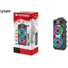 ALTAVOZ KIMISO QS-84 8"X2, 3000W con micrófono y mando, NO REGALA EL TRANSPORTE