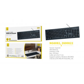 Teclado con cable Español, 105Key, Cable 1.5m