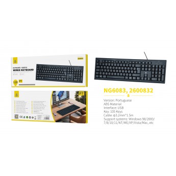 Teclado con cable Portugues, 105Key, Cable 1.5