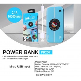 Power bank 10000mAh con cable smartphone, 5V/2.1A, 2 uni/paq