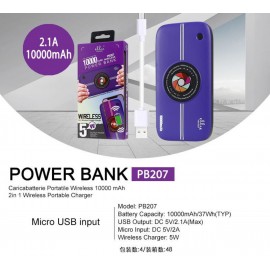 Power bank 10000mAh con cable smartphone, 5V/2.1A, 2 uni/paq