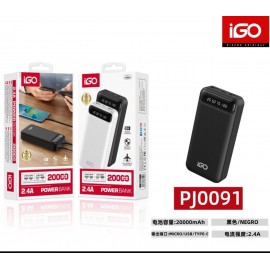 Power bank 20000mAh, 22W, PD+QC 3.0, entrada Micro/USB/Type-C, 3 uní/paq