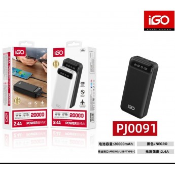 Power bank 20000mAh, 22W, PD+QC 3.0, entrada Micro/USB/Type-C, 3 uní/paq