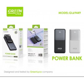 Power bank 2.4Am PD 22.5W, 10000mAh, con cables e indicadores de batería