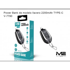 Power bank de llavero con cabeza de Type-C, 2200mAh