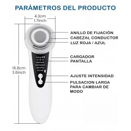 Masajeador Facial Antiarrugas y Reafirmante - Radiofrecuencia Facial Profesional - Limpieza Facial Térmica