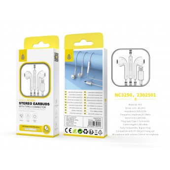 Auricular Type-C Box con Microfono y Boton multifuncion, Compatible con Apple Type-C, Cable 1.2M