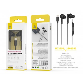 Auricular Lightning Cort con Microfono y Control de Volumen, (Necesario Activar Bluetooth) Soporta llamada y Musica, Cable 1.2m