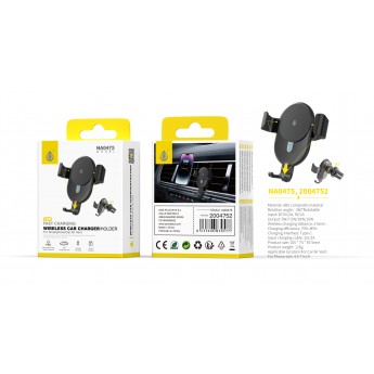 Soporte universal de movil para Airvent de coche, Soporta Carga Inalambrica 15W