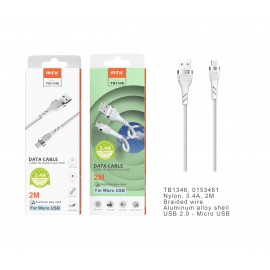 Cable de datos Camyl nylon trenzado para iPhone, 3.4A, 1M