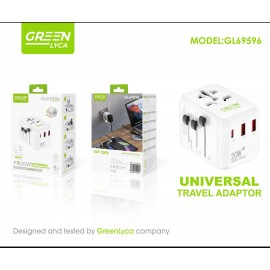 Adaptador GaN, 2USB+PD 20W, 1C+2A