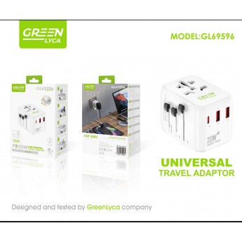 Adaptador GaN, 2USB+PD 20W, 1C+2A