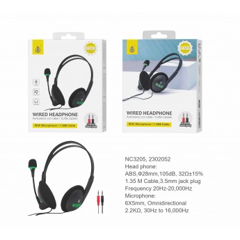 Auriculares Cascos con Cable Protector de es 1,35M y Microfono, 3.5mm Jack Plug, 20Hz-20000Hz