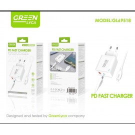 Cargador de pared PD+USB 20W, con cable 60W Type-c a Lightning