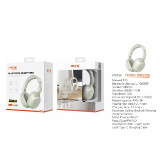 auriculares Bluetooth Rhalis plegable con microfono, Soporta llamada/entrada AUX